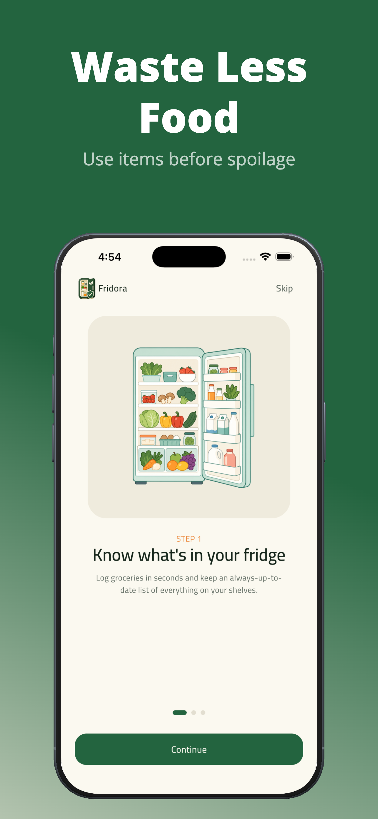 Categories screen